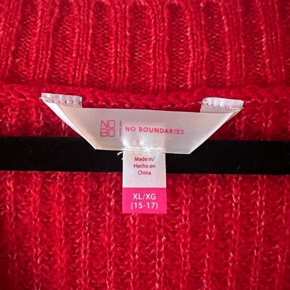 No boundaries color blocked Red, cream black striped sweater - Picture 5 of 5